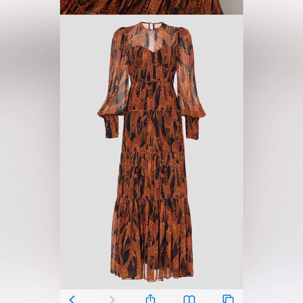 Farm Rio Giraffes Puff Sleeves Maxi Dress Euc